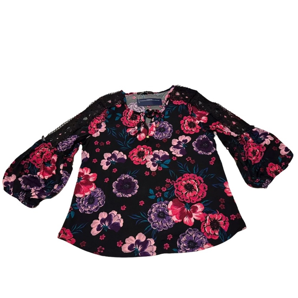 New Adrienne Vittadini Pink Purple Floral Blouse Women’s Size Medium NWT